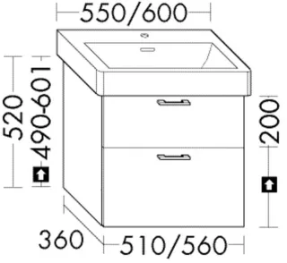 Burgbad WTU.-Schr. Sys30 PG2 Echo 520x510x360 Eiche Dekor Urban, WYKQ051F6328 WYKQ051F6328