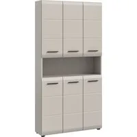 welltime Stauraumschrank FLORENZ, Höhe 185 cm, 4 oder 6 Türen, viel Stauraum (1-St., TOPSELLER) hochwertige MDF Front, Griff schwarz, Badschrank, Bad