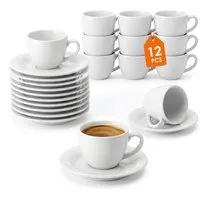 Spetebo Tasse Kaffeegeschirr mit Henkel in weiß, 12-tlg., Porzellan, Kaffeebecher für Büro, Gastronomie und Zuhause