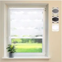 Doppelrollo Klemmfix "Wave", Weiss 60x150 cm Duo-Rollo ohne Bohren, DomDeco, Klemm- oder Schraubmontage, Klemmbar, Kettenzug, ohne Bohren, Sicht- und Blendschutz
