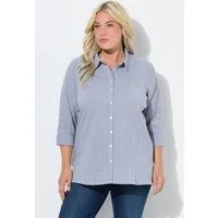 Ulla Popken Hemdbluse Bubble-Bluse Streifen Hemdkragen 3/4-Arm