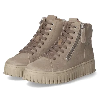 Tamaris Schnürstiefeletten - Gr. 38 - Taupe - Rauleder