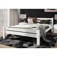 Home Collective Bettgestell Massivholzbett, Einzelbett mit Lattenrost & sicherem Lack, 210x152x72 cm, Weiß