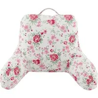 Delindo Lifestyle Rückenkissen mit Armlehnen und Seitentaschen, Lesekissen für Bett und Sofa, Rosen