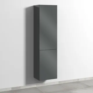 Sanipa 3way Stauraumschrank mit 1 Tür und 1 Wäschekorbklappe, Anthrazit-Glanz SF18579