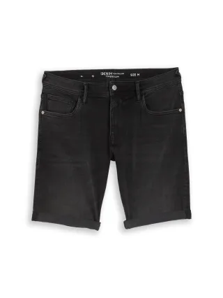 Denim Tom Tailor - TTPIERS SLIM Jeans Shorts mit Superstretch used dark stone black denim - Gr. - M