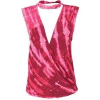 Guru-Shop T-Shirt Batik Hippie T-Shirt mit Halsband - pink Festival, Ethno Style, Hippie, alternative Bekleidung