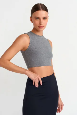 Rippstrick-Baumwoll-Crop-Top