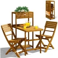 Casaria Balkonset, 2 Personen Wetterfest Klappbar Holz 160kg Belastbarkeit FSC®