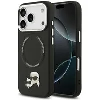KARL LAGERFELD Handyhülle iPhone 17 Pro Max MagSafe Kunstleder Metall Pin schwarz 6,9 Zoll, Kantenschutz
