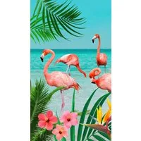 good morning Strandtuch Flamingo, Microfaser (1-St), Mikrofaser, 100x180, Schnelltrocknend, Erwachsene, Tropen, Flamingo