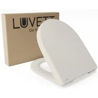 LUVETT WC-Sitz D140 Softclose Absenkautomatik, Duroplast, Geberit Renova Icon, D-Form (2 Montagevarianten von oben), mit Original SoftClose® Absenkautomatik, Duroplast, WrapOver