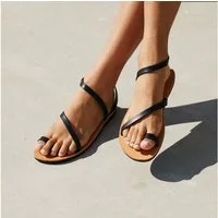 SORBAS '25 Leder Sandeletten Sandalen Damen Schwarz Riemchensandalette