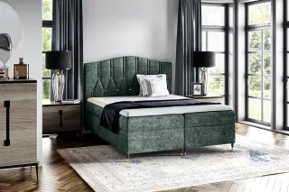 Boxspringbett Schlafzimmerbett SELIM 120x200cm in Stoff Touch Me Grün