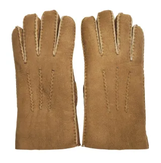 Hellbraune Luxus-Handschuhe aus Wildleder und Schaffell für Herren