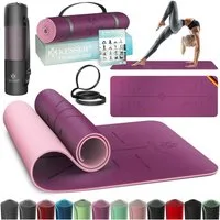 KESSER Yogamatte, Gymnastikmatte + Tragegurt rutschfest TPE Yogamatte gepolstert