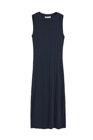 Ärmelloses Kleid marineblau aus Rippstoff mit Polo Club Logo