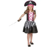 JADEO Kostüm Furchtlose Piratin Kinderkostüm pink-schwarz-weiss