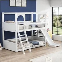 STILVORA Etagenbett 90x200 Kinderbett mit Rutsche&Leiter,Doppelbett mit Regalen&Matratze