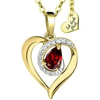 Limana Herzkette Granat echter Edelstein Damen Halskette 925 Sterling Silber gold (Geschenkdose und Tasche, vergoldeter Schmuck), Liebesgeschenk Liebe Geschenk für Sie Frauen Damen Freundin Mutter Oma