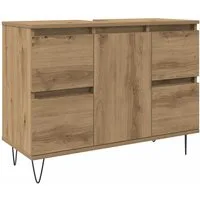 vidaXL Badezimmer-Set Badschrank Artisan-Eiche 80x33x60 cm Holzwerkstoff, (1-St)
