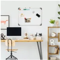 HOMCOM Magnettafel Whiteboard Magnetisch mit 4 Markern 1 Radiergummi, (weiße Wandtafel, 1-tlg., Magnettafel), Weiß 60 x 1,8 x 45 cm
