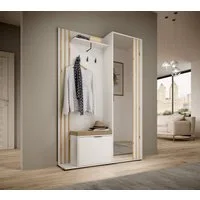 MOEBLO Kompaktgarderobe JOHN (Dielenschrank Wandschrank Regal Diele & Flur Kleiderschrank Schuhschrank, mit Spiegel Flurgarderobe Schrank Kompaktgarderobe), (BxHxT): 135x197x34cm