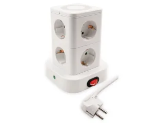 MCPOWER Steckdosenturm ST-08, 8-fach, 2x USB-A, 1x USB-C, 1,4 m Zuleitung