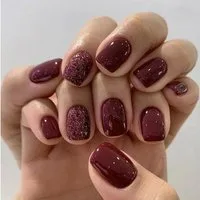 LuxusKollektion Kunstfingernägel 24 Stück Nägel Weinrot Glänzend Kurz Acryl Full Cover Press on Nails