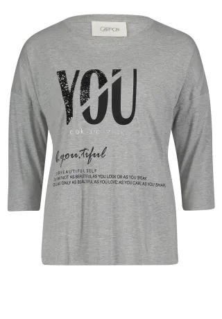 CARTOON - Rundhals-Shirt Grau/Schwarz - Gr. - 42