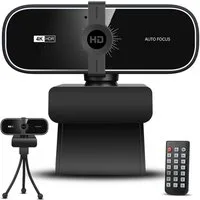 CkeyiN Pro 4K UHD Webcam für PC,Zwei Mikrofone,Plug & Play,PC Webcam (9x opt. Zoom, Mit Stativ, Externe Sichtschutzabdeckung, Kommt mit Fernbedienung)