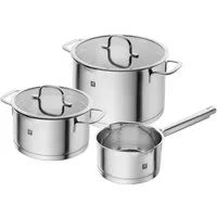 Zwilling Topf-Set TrueFlow, Edelstahl (Set, 3-tlg), 18/10 Edelstahl, integrierte Siebfunktion, Induktion, 3-tlg.