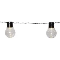 STAR TRADING LED-Lichterkette Partaj Solar, 10-flammig, Ø 5 cm, ca. 1,8 m + 2 m Zuleitung, klar, Kunststoff, Akku, outdoor
