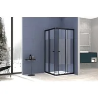 welltime Eckdusche Trento, BxT: 90x90 cm, Einscheibensicherheitsglas, 180cm Höhe mit robustem Rollensystem und bis zu 20mm Verstellbereich