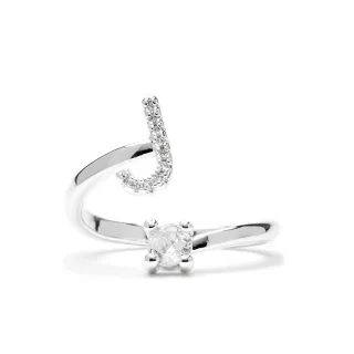 Luxenter Ring mit funkelndem Zirkonia, silberfarben – Alphabet