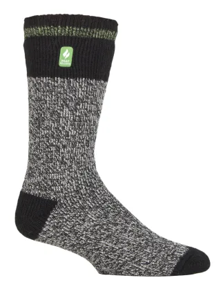 Wärmehalter - Herren Extra Dicke Thermosocken für den Winter | Warme Flauschige Fleece Isolierte Socken | Geschenke für Männer - Schwarz Grün (Porto)