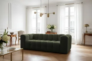 Sofa Designersofa SOLVIE 3-Sitzer in Stoff Tiffani Grün