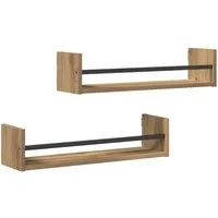 vidaXL Regal Wandregal Wandhalterung 2 pcs Artisan-Eiche 60 x 16 x 14 cm, 2-tlg.