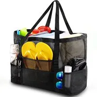 XDeer XL-Strandtasche Strandtasche XXL,Familie mit Reißverschluss Badetasche Damen Groß, Leicht Mesh Beach Bag,Wasserdicht Faltbare für Strand Reise Picknick