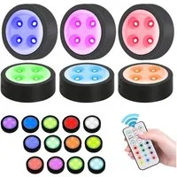 Sunicol LED Unterbauleuchte RGB Schrank Nachtlicht mit Fernsteuerung, 13 Farben, Batterielampe, Touch Sensor Dimmbar Spot, Vitrinenbeleuchtung Küche Glasboden