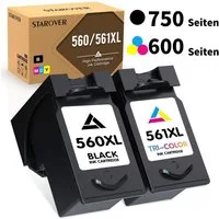 STAROVER 2er PG-560 CL-561 XL für Canon Tintenpatrone (für Pixma TS5350 TS7450 TS5351 TS5352 TS5353 TS7451 Drucker)