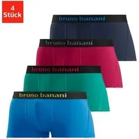 Bruno Banani Hipster (Packung, 4-St) knapp sitzende Boxershorts mit Logo Webbund aus Baumwollmischung