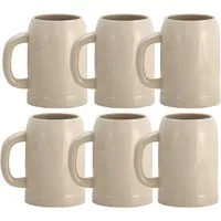 rastal Bierglas 6er Set Grenzauer-Bierkrug Humpen 0,5 Liter mit Eichstrich Steinkrug, Steingut