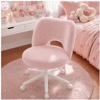 Klyvvo Drehstuhl mit Rollen, Atmungsaktive Kuschelige Teddyfell Schminkstuhl (1 St), höhenverstellbar, für Homeoffice, Büro, Zimmer