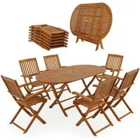 Casaria Sitzgruppe Bosten, Klappbar Witterungsbeständig Sitzgarnitur 7-TLG Tisch Stühle
