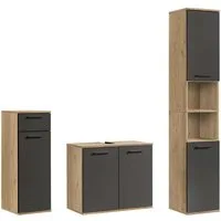 mokebo Badmöbel-Set Der Steuermann, (3-teilig), Made in Germany, Badezimmerschrank, Badschrank, Set in Eiche Anthrazit