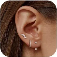 LuxusKollektion Schmuckset 3 Paar Ohrringe Set Damen Silber 925 Creolen Ohrstecker Zirkonia