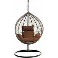 HOME DELUXE Hängesessel CIELO (Inklusive Gestell, Sitz-, Seiten- und Rückenkissen), 123 x 200 cm, Polyrattan, Rattansessel, Outdoor Schwebeliege