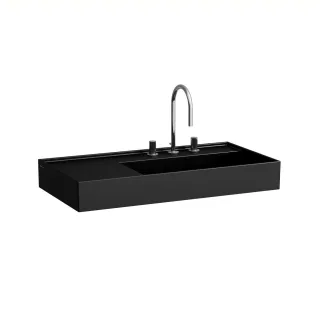 LAUFEN Waschtisch Kartell · LAUFEN 460x900x150, 1 Hahnloch, ohne Überlauf, Ablage links, schwarz ma H8103397161111