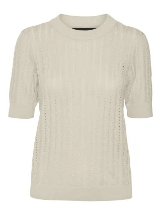 VERO MODA - VMMORENA 2/4 O-NECK PULLOVER GA BOO REP Birch - Gr. - M